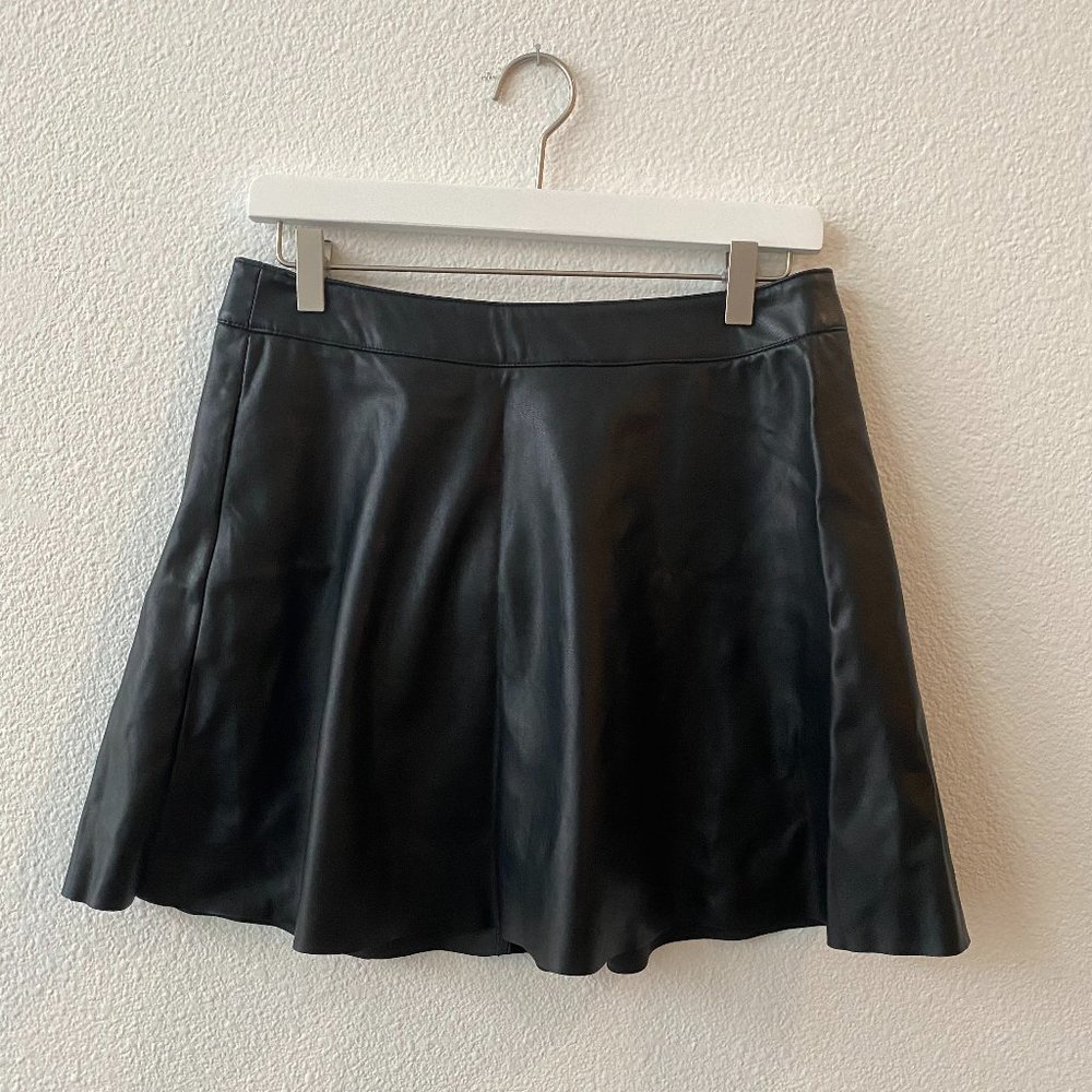 Faux Leather Skater Mini Skirt